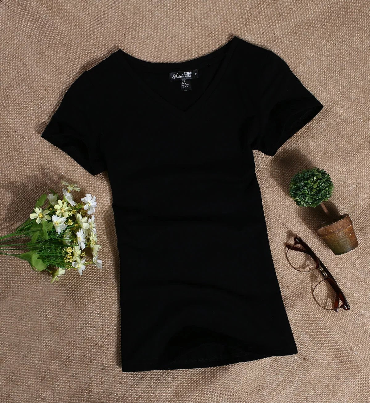 Women's T Shirt Women Short Sleeved Slim Solid Color Simple