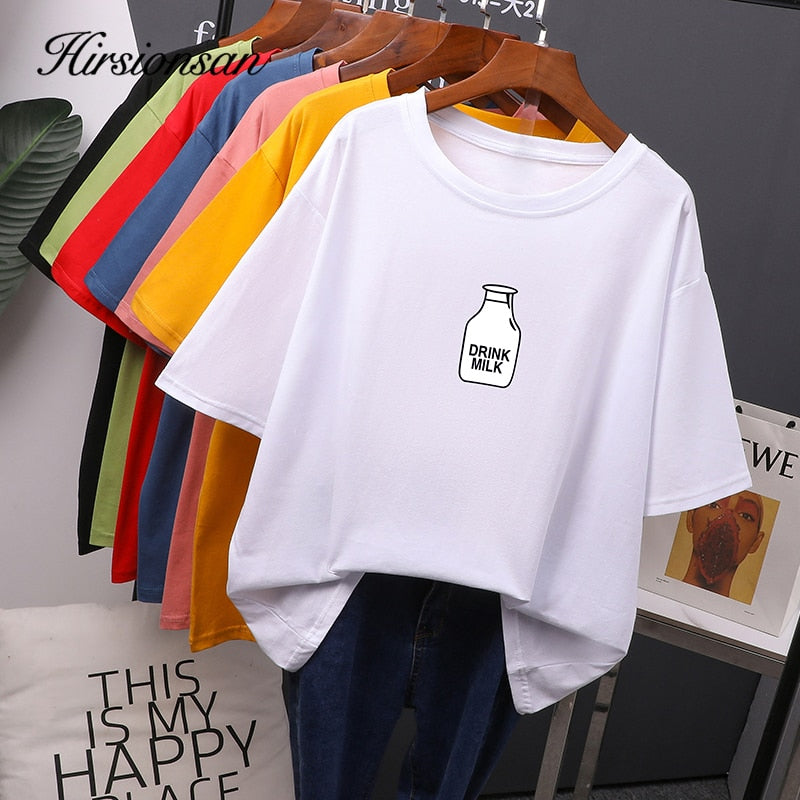 Hirsionsan 7 color Printed T Shirt Women