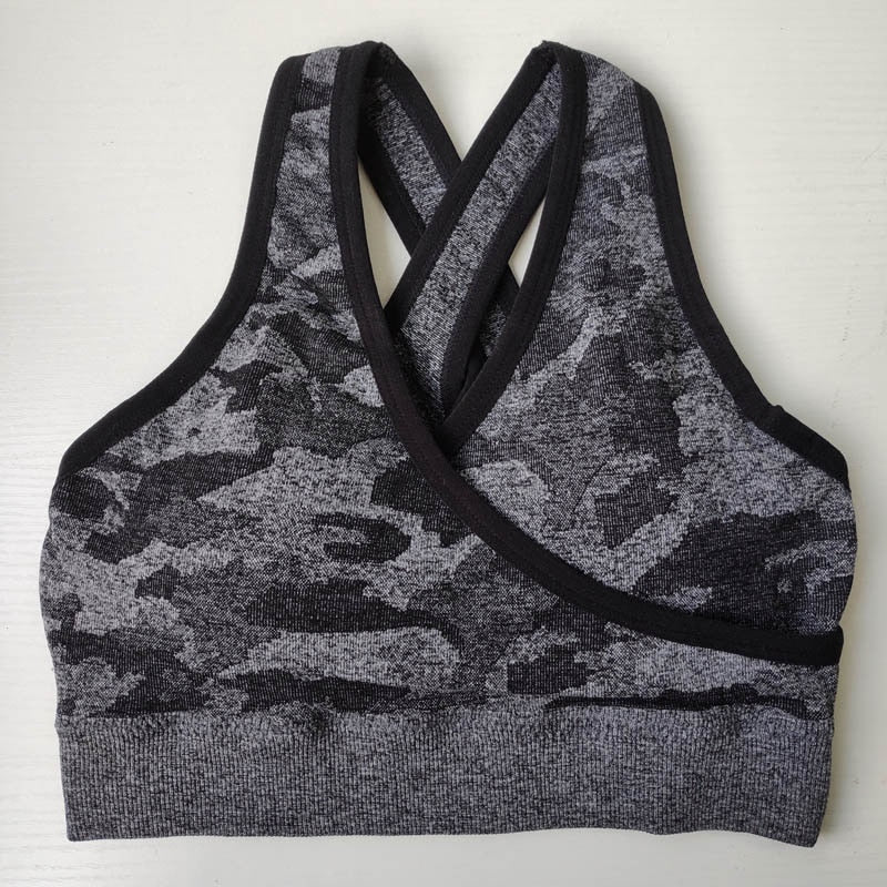 Women Camo Seamless Bra Seamless Sports Bra Padded