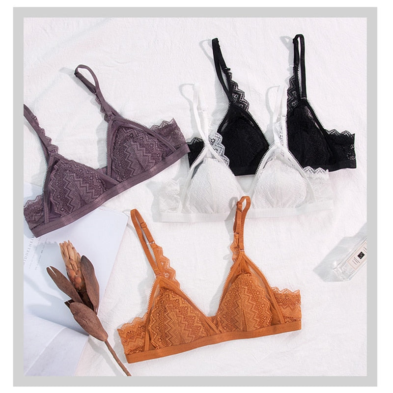 French style sexy lingerie bra for women female comfortable bralette top women bra without rims lace thin push up underwear