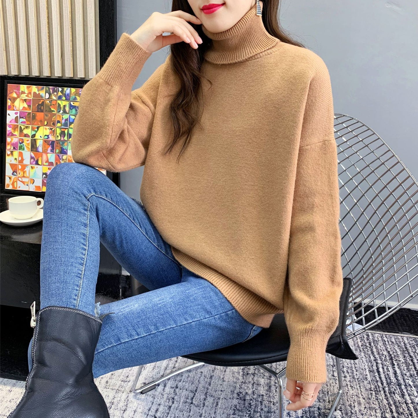 Warm Women's Sweaters Thick Autumn Winter Wool Sweater Oversize