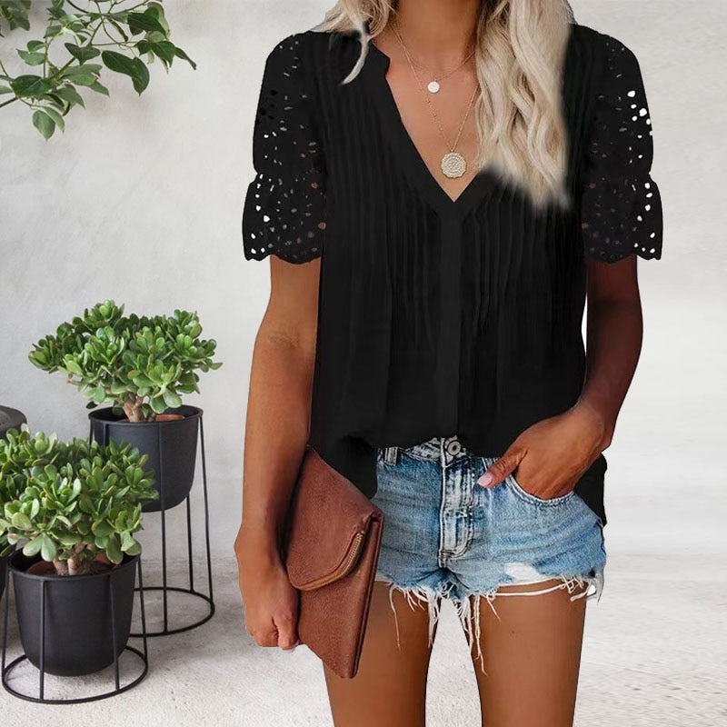 Summer New Style Commuter Elegant Lace Petal Sleeves