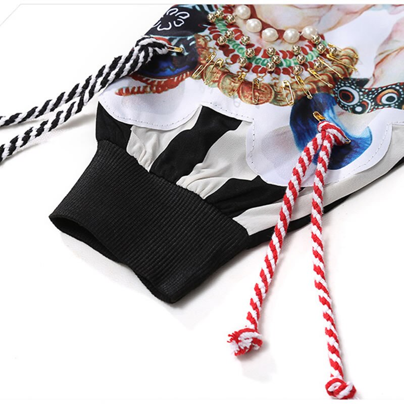 Black Long Sleeve Sweatshirts Women Patchwork Print Tassel