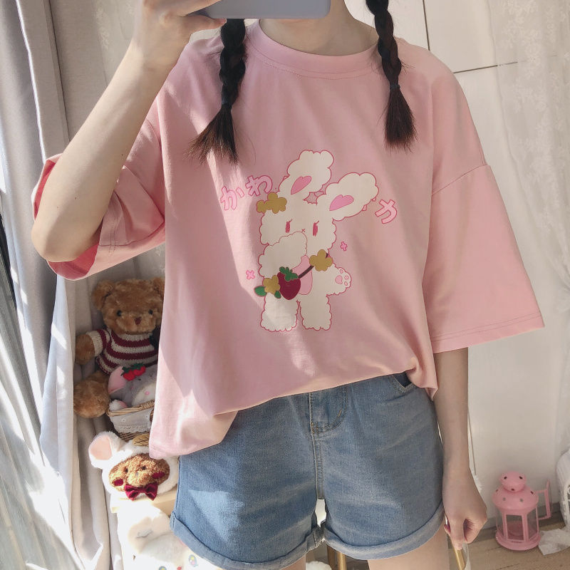 Kawaii T-shirt Women Spring Fashion Cute Print T Shirt