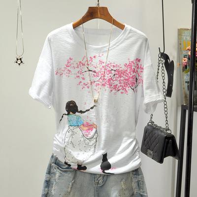 Summer England Style Short Sleeve Tees Tops Cartoon Kawaii