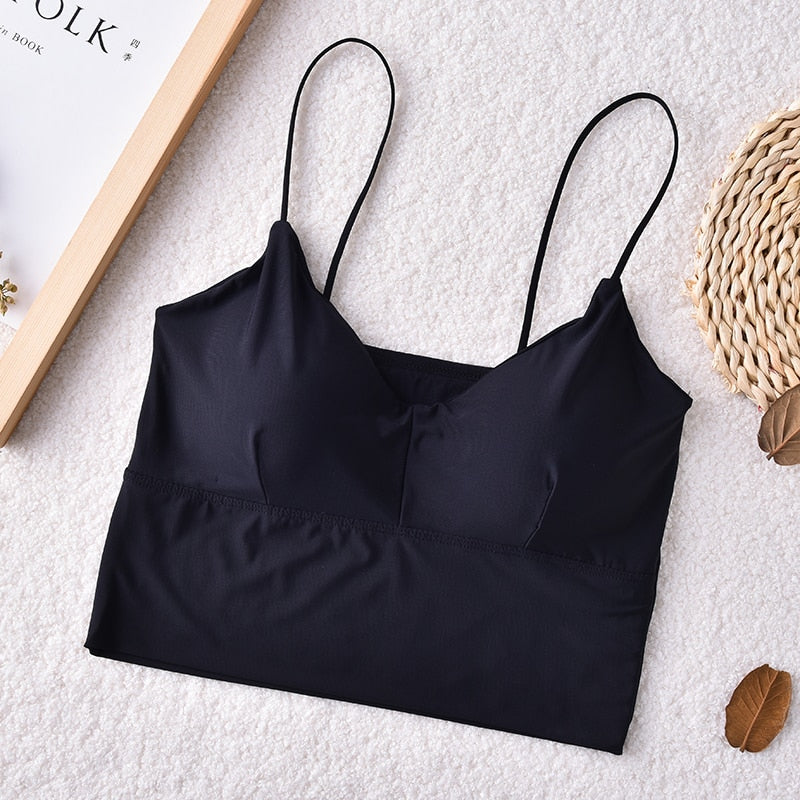 Seamless Cropped Top Sexy Backless V-Neck Woman Camisole
