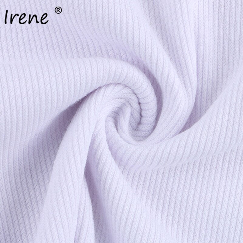 Irene O Neck Long Sleeve Shirt Women Ribbed Sexy Cropped