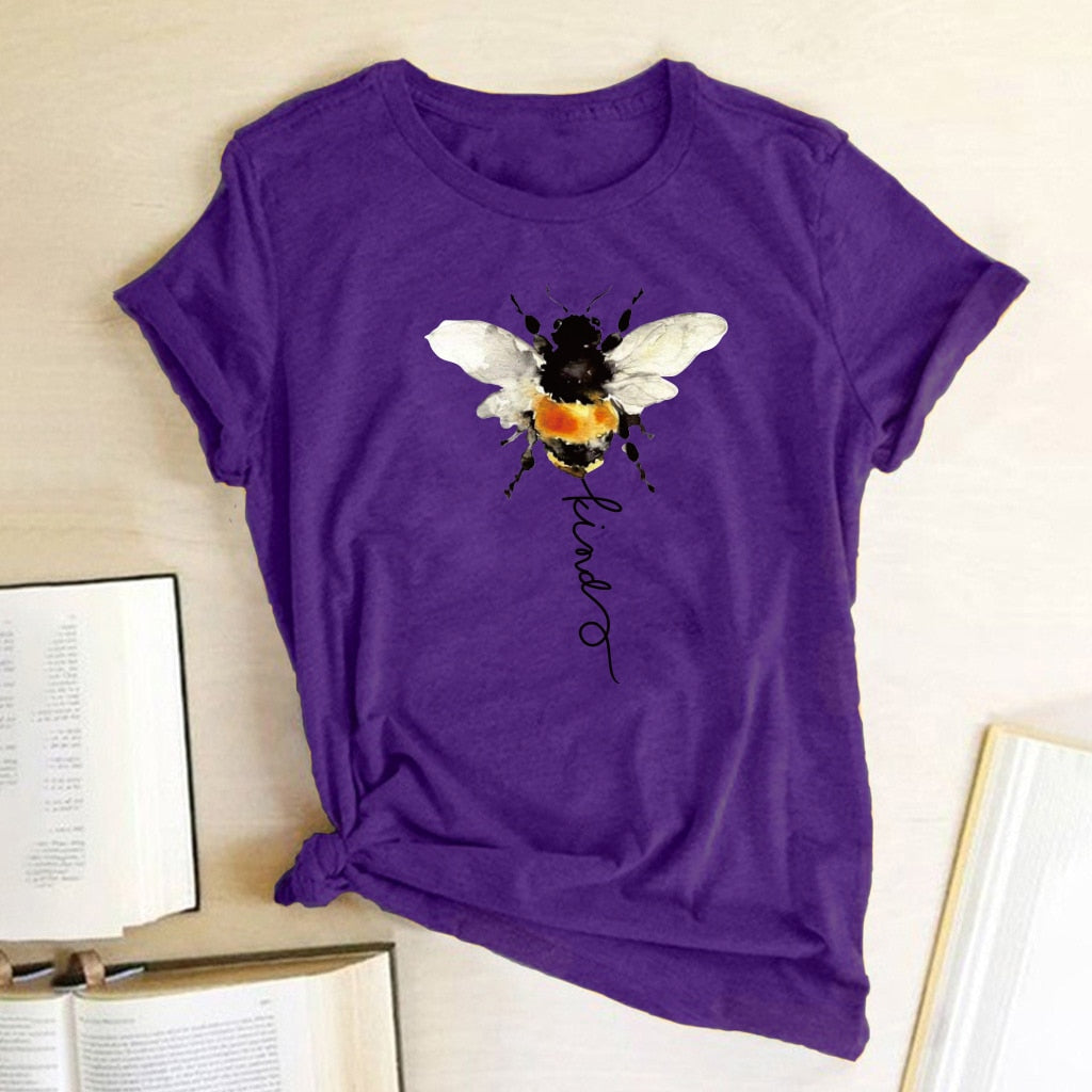 Bee Print T-shirts Women Clothing Summer Graphic T Shirts