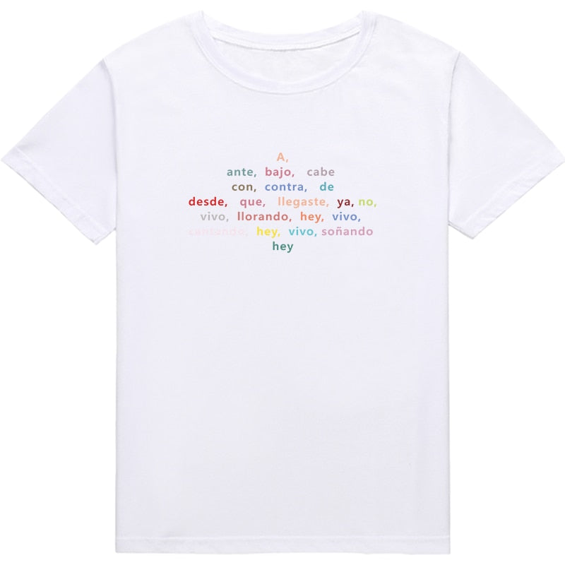 Fashion Spanish T-shirts Women Casual Tees Funny Letter Printed