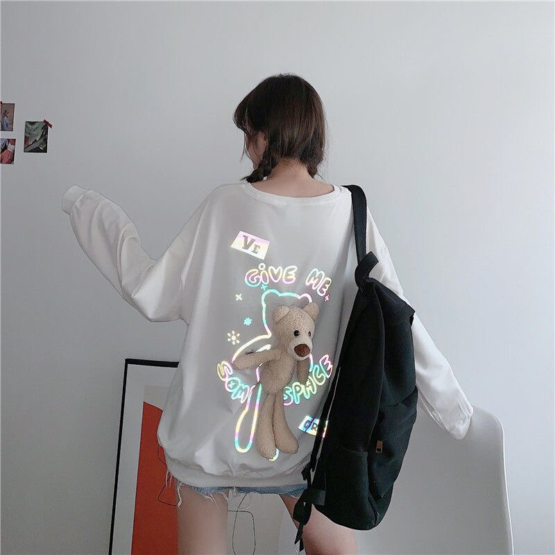 Women Child Harajuku Hip Hop Ins Reflective Back Korean Bear