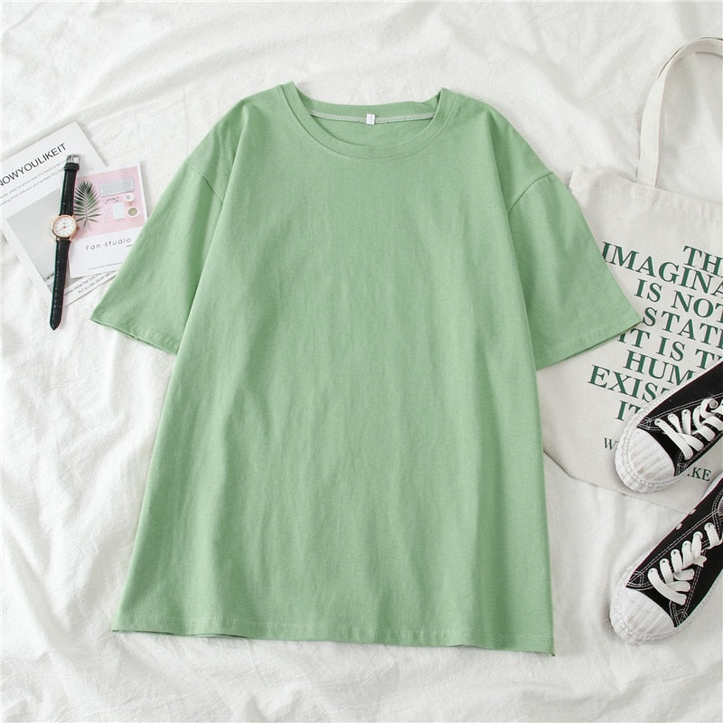 Summer T-shirt Women Candy Oversize Boyfriend Style Tops