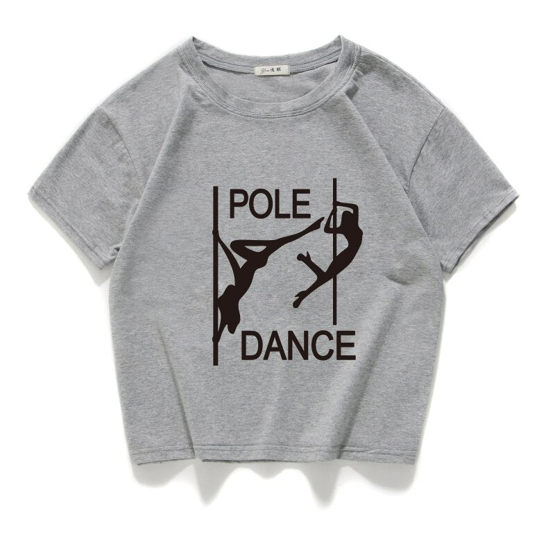 pole dance graphic funny casual women crop top 100% cotton short T Shirt Women Camisetas Verano Mujer women clothes harajuku