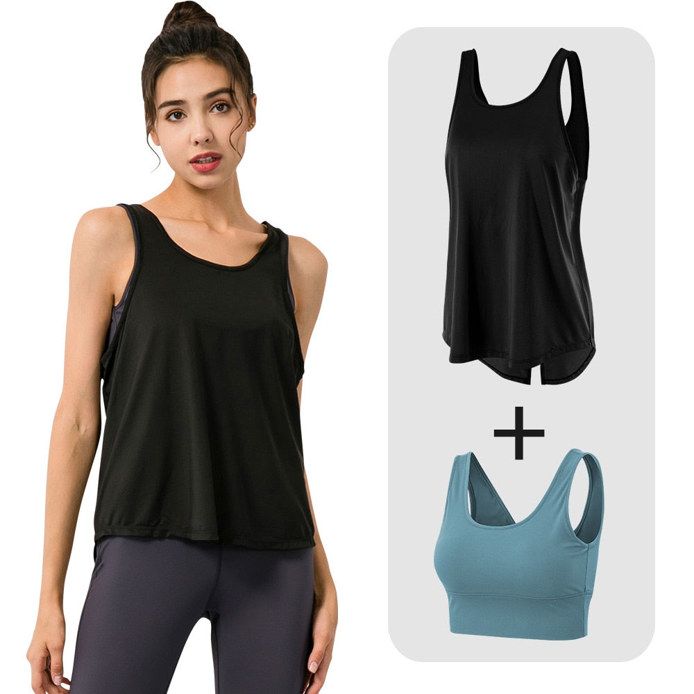 Sexy Breathable Yoga Shirts Loose Sports Fitness Sleeveless