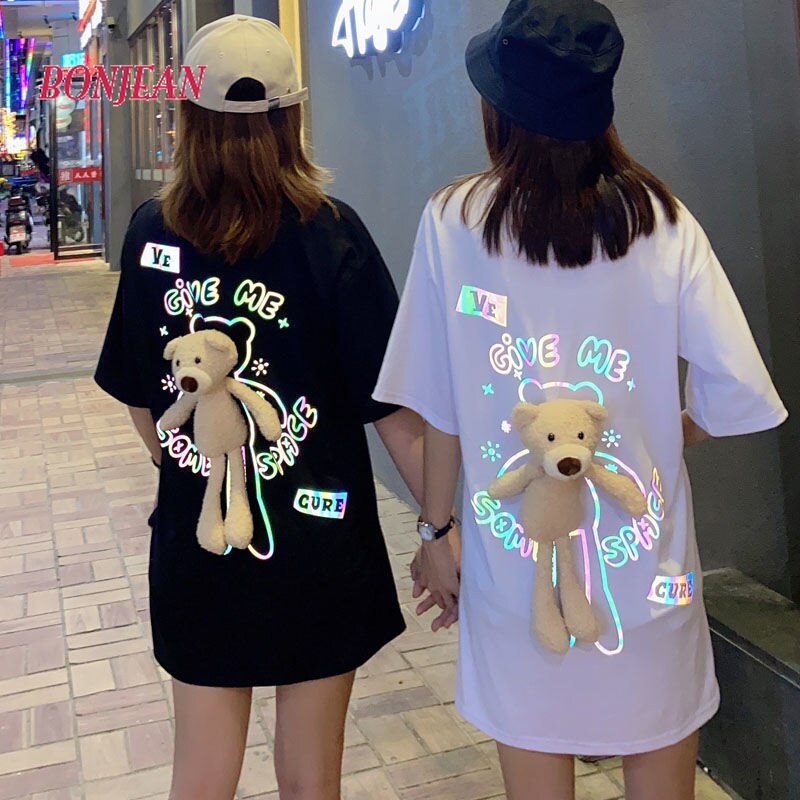 Women Child Harajuku Hip Hop Ins Reflective Back Korean Bear