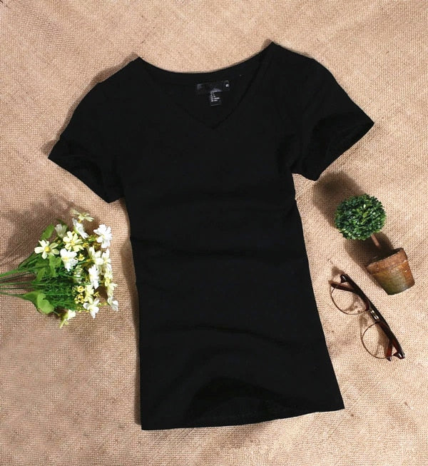 Women's T Shirt Women Short Sleeved Slim Solid Color Simple