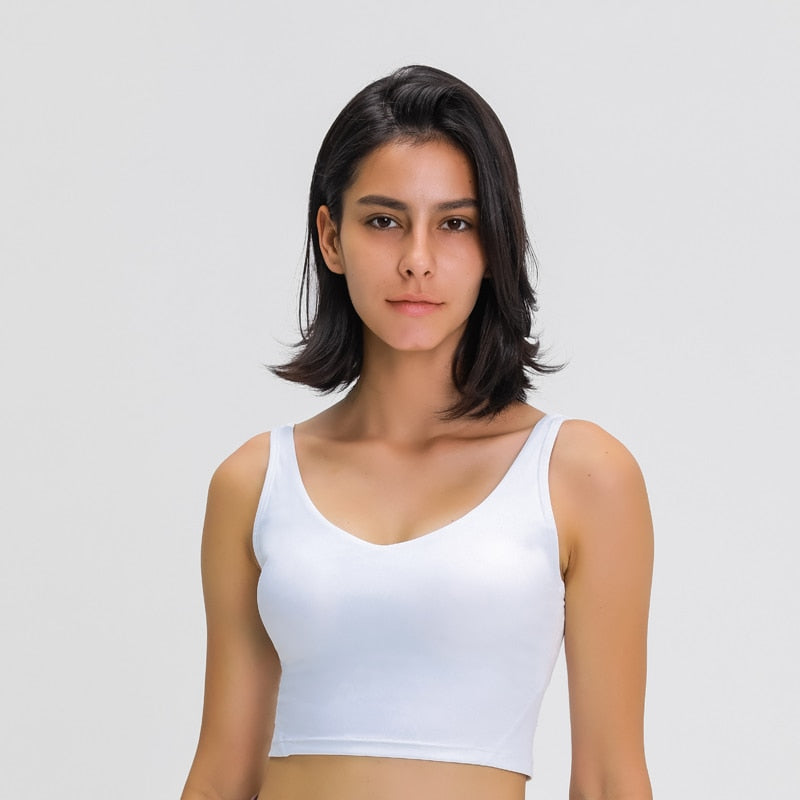 Women Crop Tank with Shelf Built In Bra Workout Top