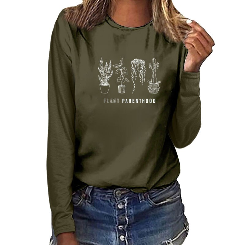 Plant Parenthood Potted Plants Print Long Sleeve T-shirts