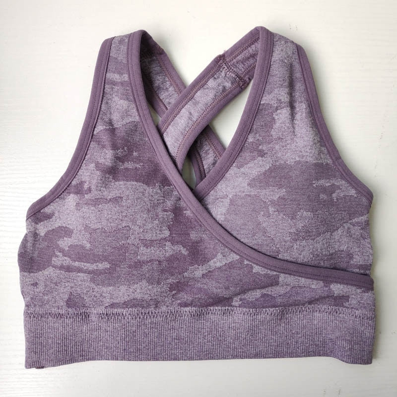 Women Camo Seamless Bra Seamless Sports Bra Padded