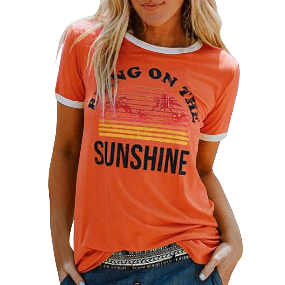 New Women's T-Shirt Bring On The Sunshine Letter Print