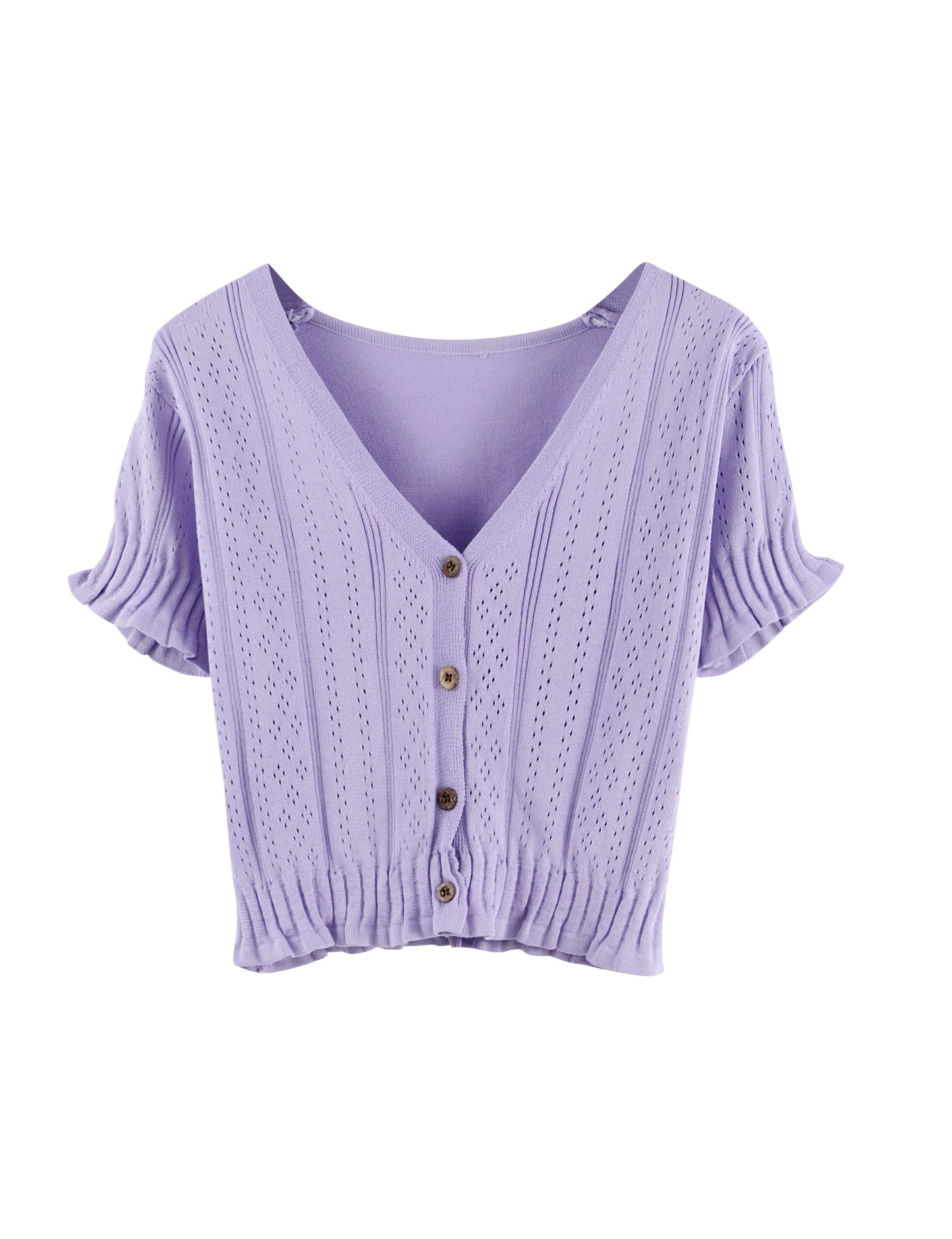 HELIAR T-shirt Women Purple V-Neck Button