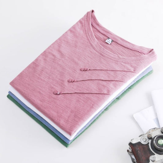 Short sleeve Summer Women Ribbed Cotton Tee-shirts