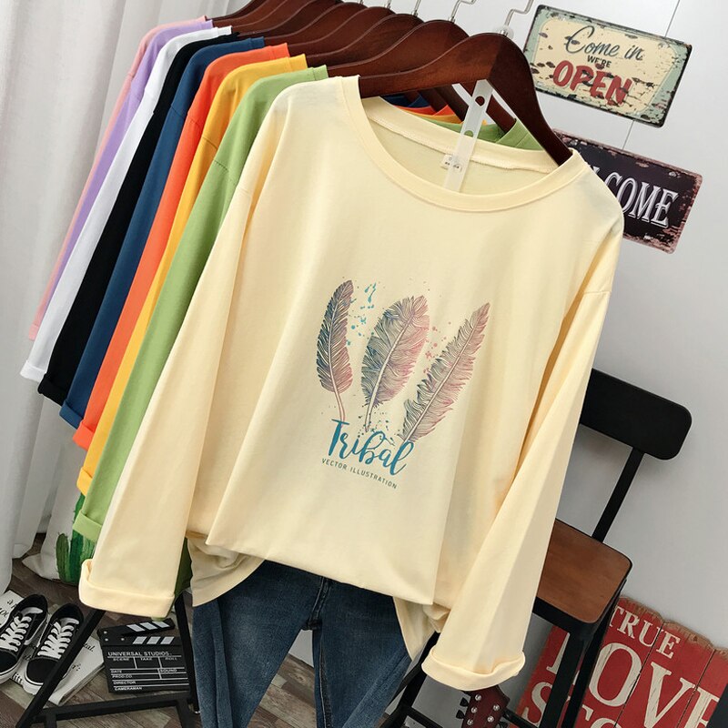 Plus Size Spring fashion Casual women Long sleeve T-shirt