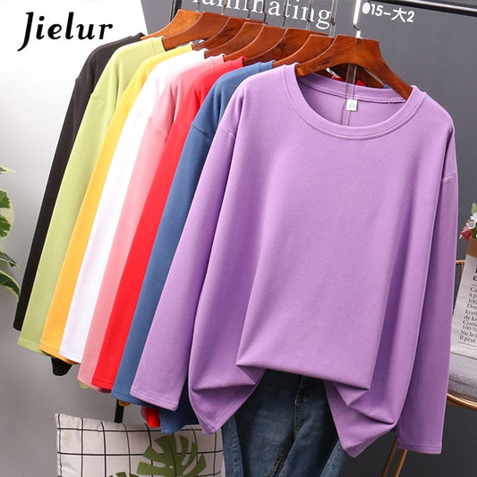 Autumn New T shirt Female Pure Color Slim Long Sleeve