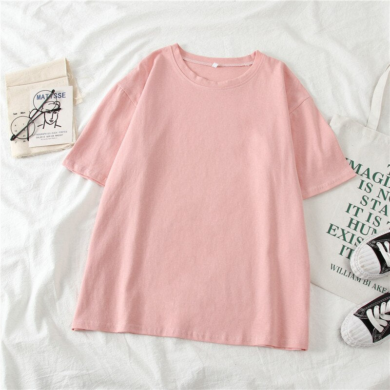 Summer T-shirt Women Candy Oversize Boyfriend Style Tops