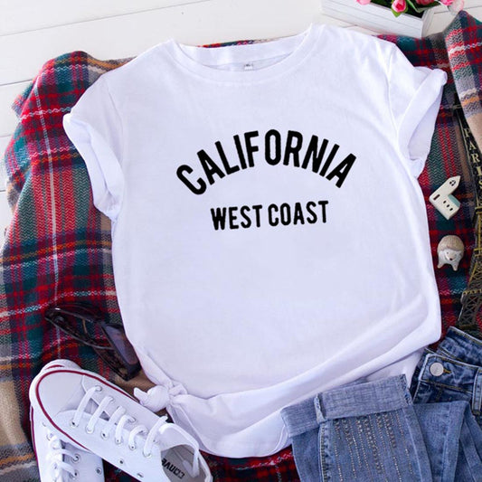 California West Coast Summer T Shirt Women Short Sleeve