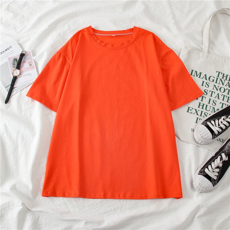 Summer T-shirt Women Candy Oversize Boyfriend Style Tops