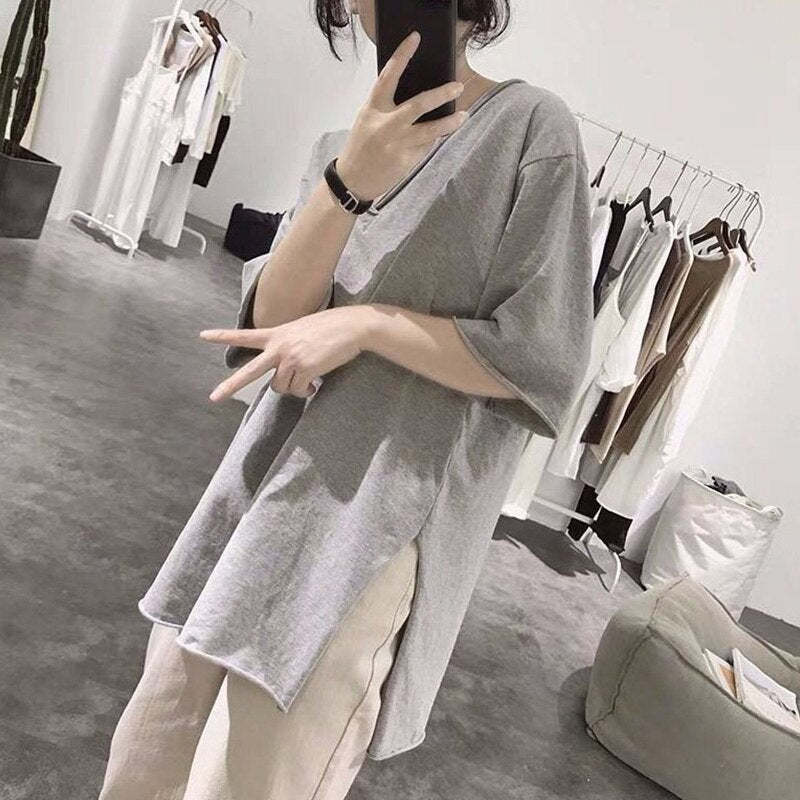 New Arrival Summer Korea Fashion Women V-neck Short Sleeve