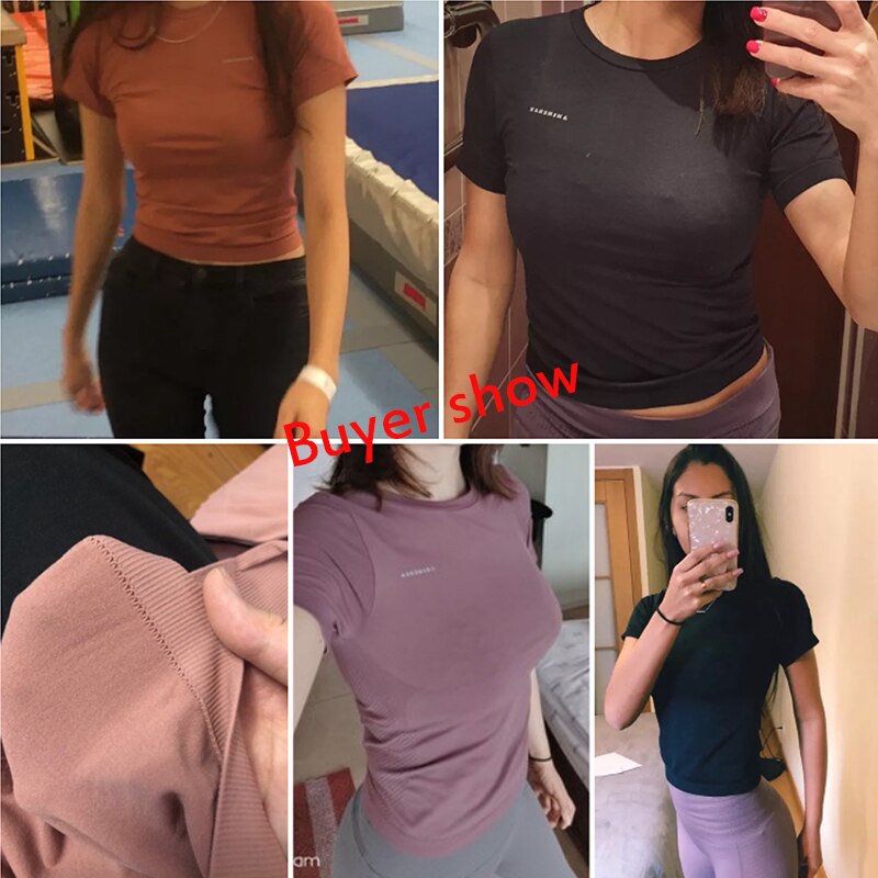 Women Yoga Top Seamless Sport T Shirts Fitness Clothes