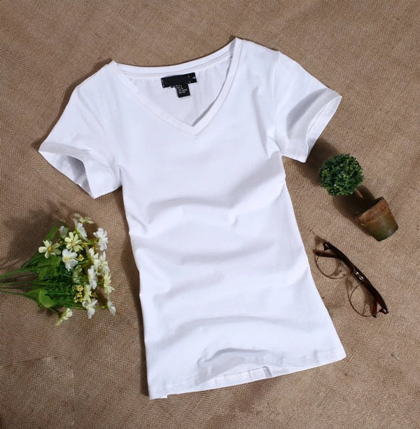 Women's T Shirt Women Short Sleeved Slim Solid Color Simple