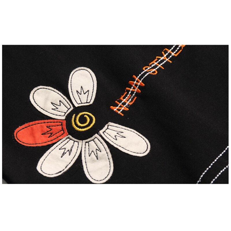 Floral Letter Embroidery Long Sleeve T Shirt Women Spring