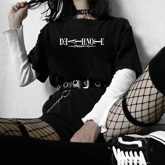 Death Note Aesthetic Gothic Women T-shirt Streetwear Harajuku Summer Cotton Short Sleeve Unisex Kawaii Casual Tops Clothes