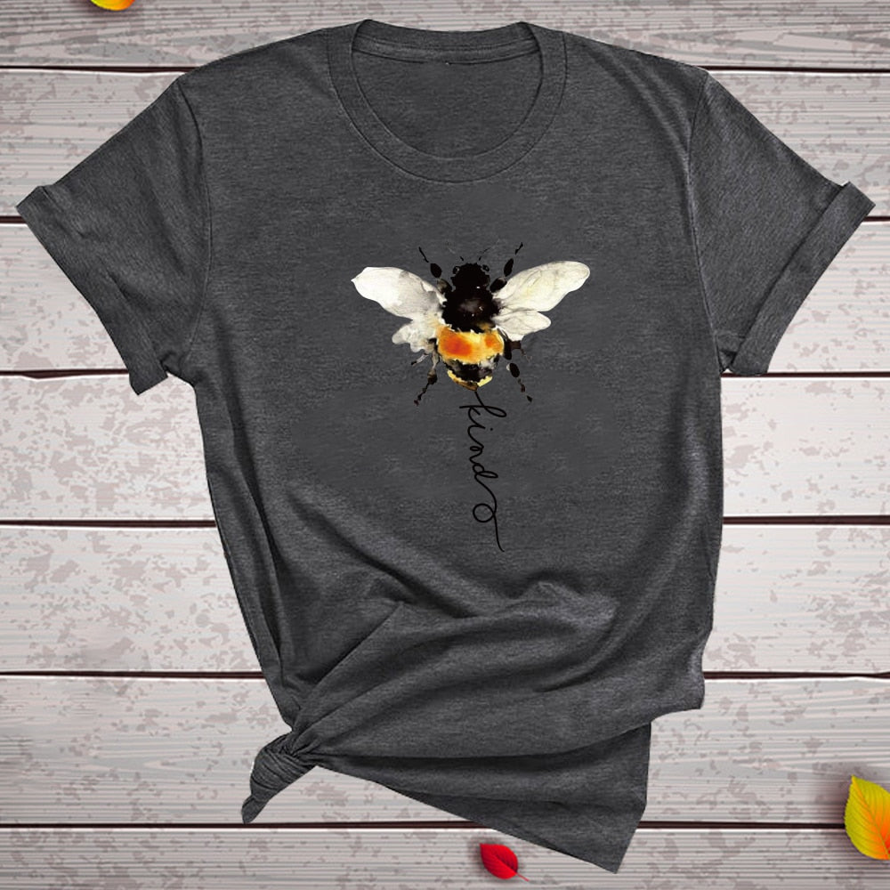 Bee Print T-shirts Women Clothing Summer Graphic T Shirts