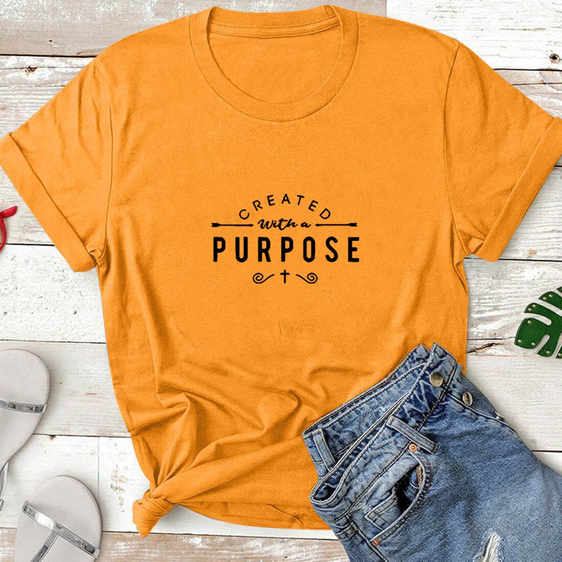 CREATED with A PURPOSE Letter T-shirt Women Cotton O-neck Personality Tshirt Women Fashion Loose Short Sleeve Women T Shirt