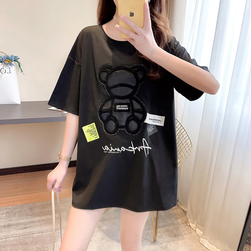 Women's T shirts Harajuku Girls Plus Oversize Tops O neck