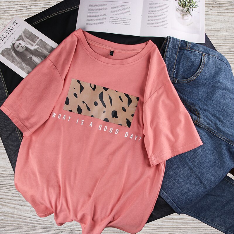 Hirsionsan Leopard Print T shirts Women 2019 Spring Summer Hot Tees Casual O-Neck Short Sleeve Harajuku Cool T-shirt Female Tops