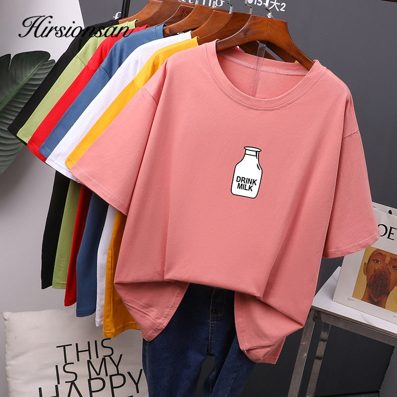 Hirsionsan 7 color Printed T Shirt Women