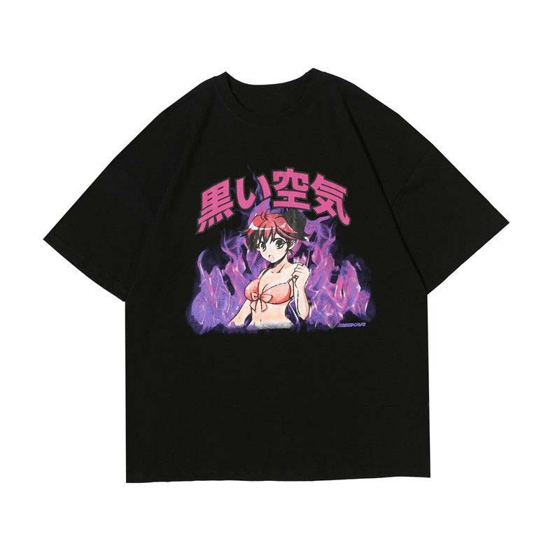 NiceMix vintage anime cartoon t shirt women clothes gothic tshirt streetwear print loose tops Korean summer black t-shirt