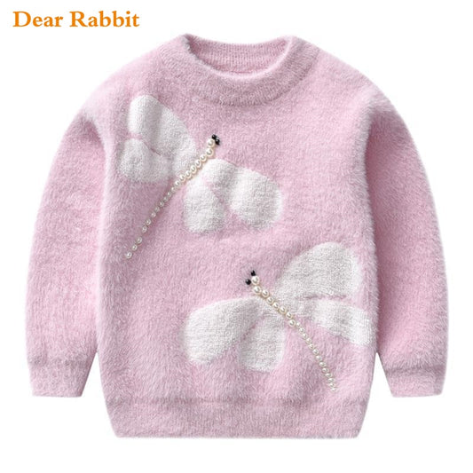 New Mink fleece girl winter clothes Kids Pullover Knitwear