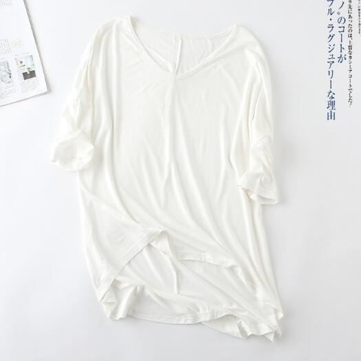 Summer Cotton T Shirt Women Harajuku Bamboo Batwing Sleeve