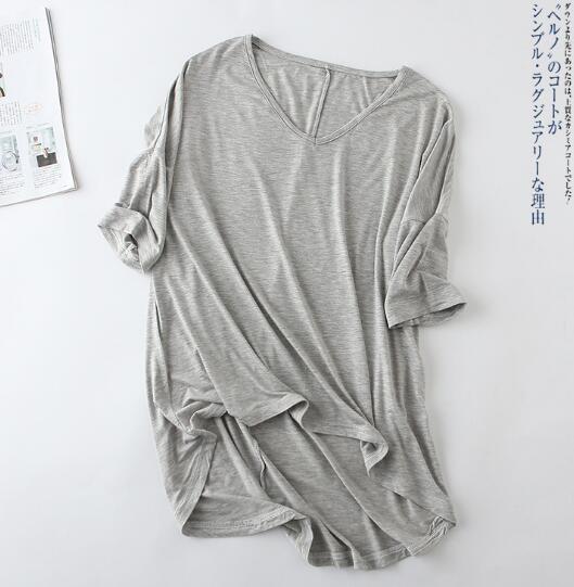 Summer Cotton T Shirt Women Harajuku Bamboo Batwing Sleeve