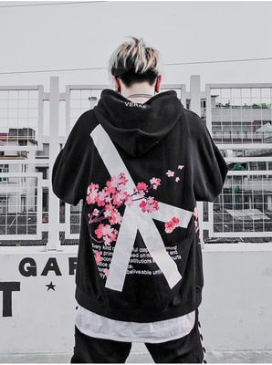 Winter modis Cherry Blossom Print Hoodie Streetwear Hip Hop oversize Women Men Unisex Cotton  Sweatshirts Retro Hoody