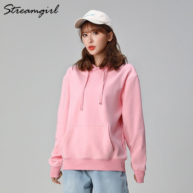 Women's Sweatshirt Cotton Oversized Hoodies And Sweatshirts Oversize Pink Sweatshirt With Hood Yellow Cotton Hoodies Women