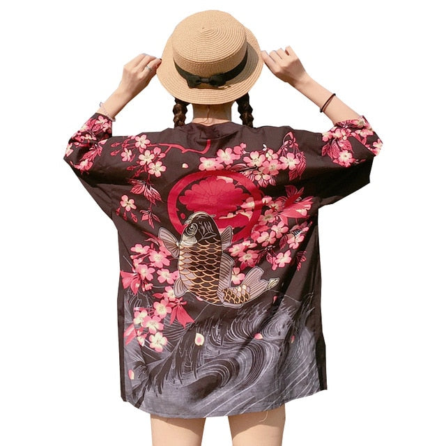 Womens tops and blouses harajuku kawaii shirt Japanese streetwear outfit kimono cardigan female yukata blouse women  AA001