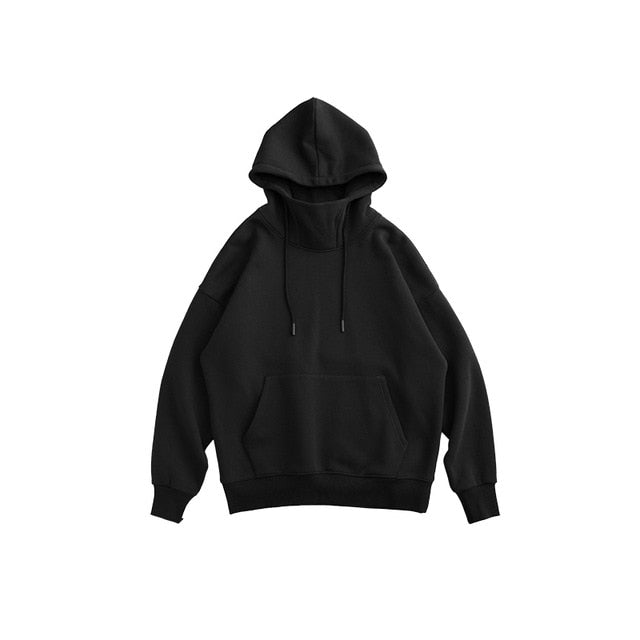 INFLATION Solid Color Thick Fleece Hoodie Men Winter Warm High Collar Oversized Hip Hop Hoodie Men Velvet Hoodie Women 1323W