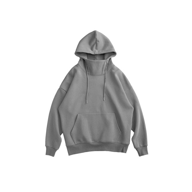 INFLATION Solid Color Thick Fleece Hoodie Men Winter Warm High Collar Oversized Hip Hop Hoodie Men Velvet Hoodie Women 1323W