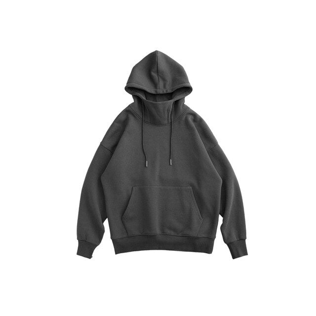 INFLATION Solid Color Thick Fleece Hoodie Men Winter Warm High Collar Oversized Hip Hop Hoodie Men Velvet Hoodie Women 1323W